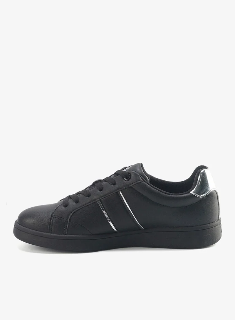 U.S. Polo Assn. black Women's Black Sneakers with Metallic Accents Shoes - Sleek Design Shoes for Modern Casual Style for Women | Best Price UAE