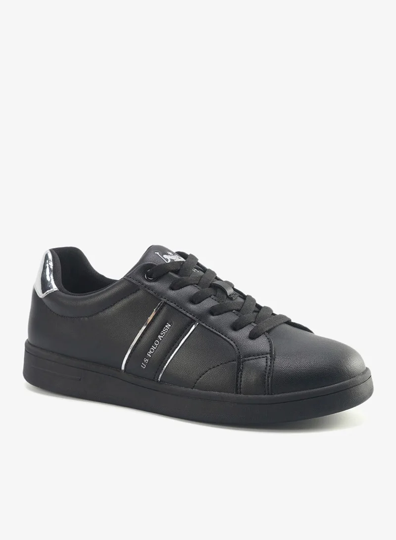 U.S. Polo Assn. black Women's Black Sneakers with Metallic Accents Shoes - Sleek Design Shoes for Modern Casual Style for Women | Best Price UAE