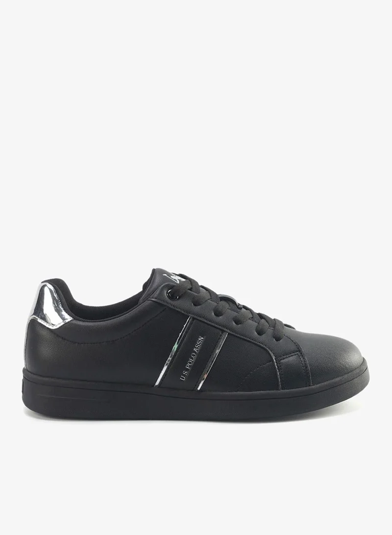 U.S. Polo Assn. Women's Black Sneakers with Metallic Accents Shoes - Sleek Design Shoes for Modern Casual Style