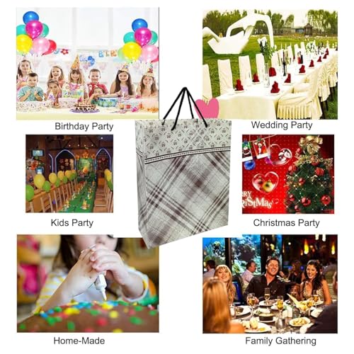 Aakriti Designer Paper Gift Bags Pack of 25 | 8.5 x 7.9 x 3 Inch | Elegant Beige & Brown Pattern | Reusable Bags with Handles for Weddings, Parties, Return Gifts & Boutique Packaging - Image 4