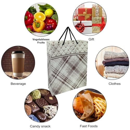 Aakriti Designer Paper Gift Bags Pack of 25 | 8.5 x 7.9 x 3 Inch | Elegant Beige & Brown Pattern | Reusable Bags with Handles for Weddings, Parties, Return Gifts & Boutique Packaging - Image 3