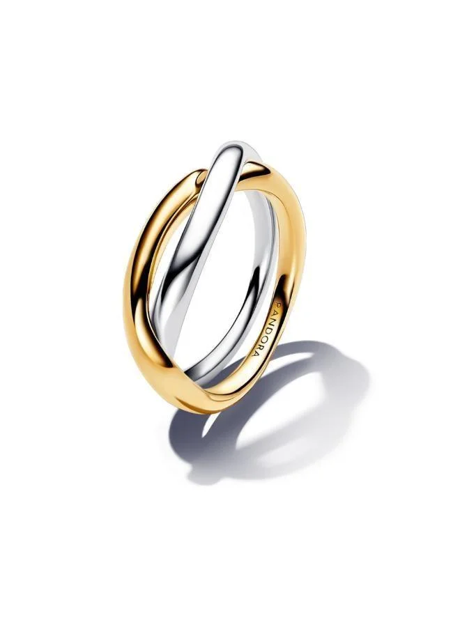 Sterling silver and 14k gold-plated entwined rings