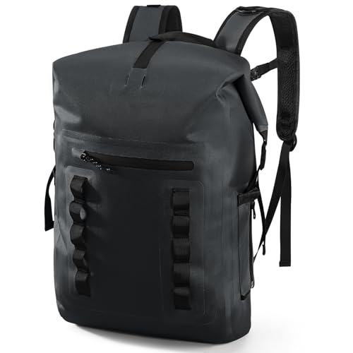 Haimont Waterproof 30L Rolltop Backpack, Lightweight TPU Rolltop Dry Bags Back Pack with Laptop Pocket for Men Women Kayak, Outdoor Camping, Boating, Black - Image 1