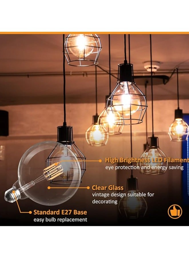 ESNCO مصابيح إضاءة كروية قابلة للتعتيم E27، مصباح كبير شفاف قاعدة إيديسون ES LED خيوط G125 E27، 8 واط مصباح زينة عتيق فعال للطاقة دافئ أبيض 2700K - Image 3