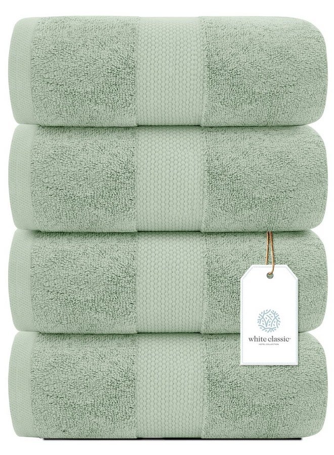 White Classic White Classic Luxury Bath Towels Set of 4 Large - 700 GSM Cotton Ultra Soft Bath Towels 27x54 | Highly Absorbent and Quick Dry | Hotel Towels for Bathroom Luxury, Plush Sage Green Bath Towels  - Image 2