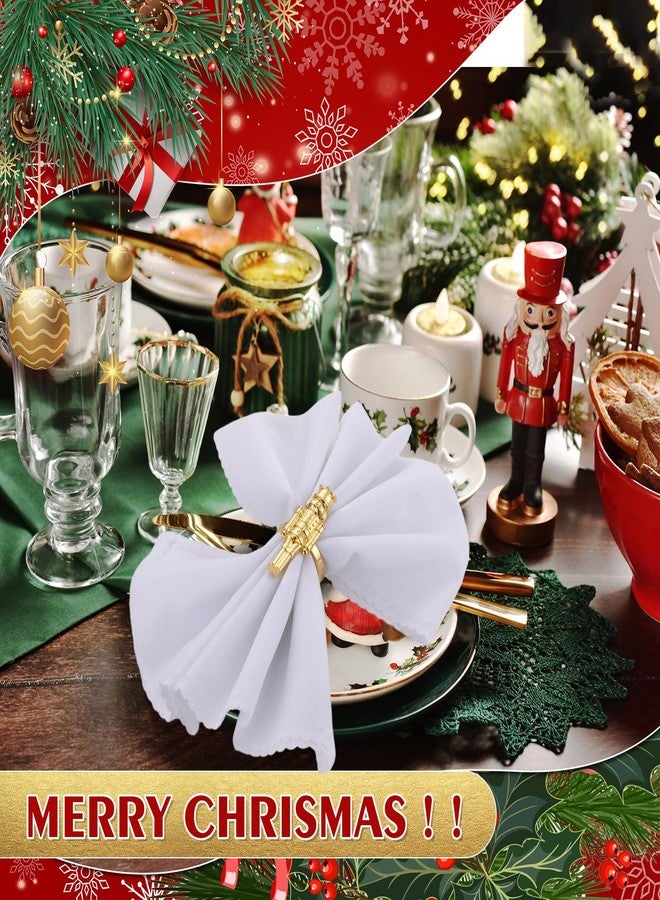 Suttmin 12 Pcs Christmas Nutcracker Napkin Rings, Gold Metal Napkin Holders Christmas Soldier Buckle for Xmas Holiday Table Setting Wedding Vintage Party Decoration(Classic) - Image 2
