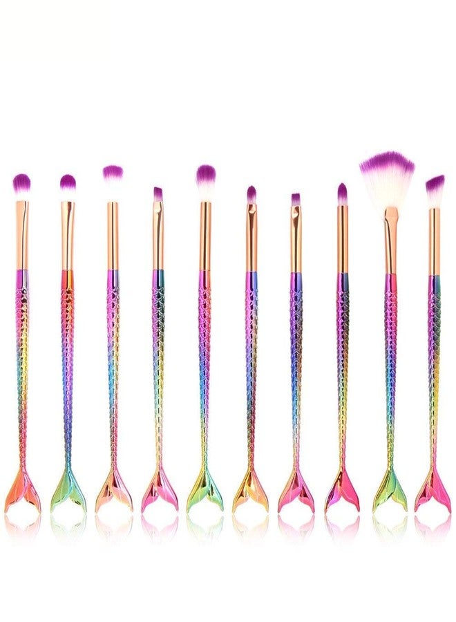 JULEX 10Pcs Makeup Brushes, Make Up Brushes Set Fish Shape Handle for Blush Foundation Eye Shadow Kabuki Concealer Cosmetic Brushes Kits Makeup Tools - Image 4