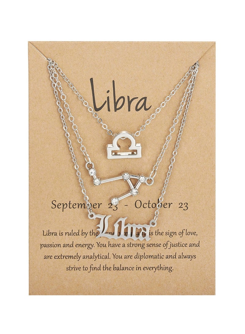 Goolsky Bestseller 3-Layer Zodiac Necklace Set – Vintage Celestial Charms & Gothic Letters, Horoscope Jewelry for Women