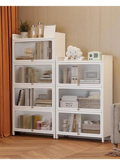 Golden Kitchen Storage Shelves,Bread Rack Coffee Station Microwaves Rack Storage Rack,4 Tier Kitchen Organizer Shelf Dustproof Storage Cabinet with Clear Doors and Hooks for Living Room Bedroom  - Image 3