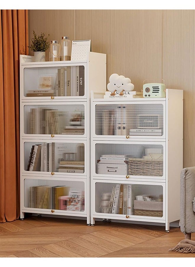 Golden - Kitchen Storage Shelves,Bread Rack Coffee Station Microwaves Rack Storage Rack,4 Tier Kitchen Organizer Shelf Dustproof Storage Cabinet with Clear Doors and Hooks for Living Room Bedroom - Image 1