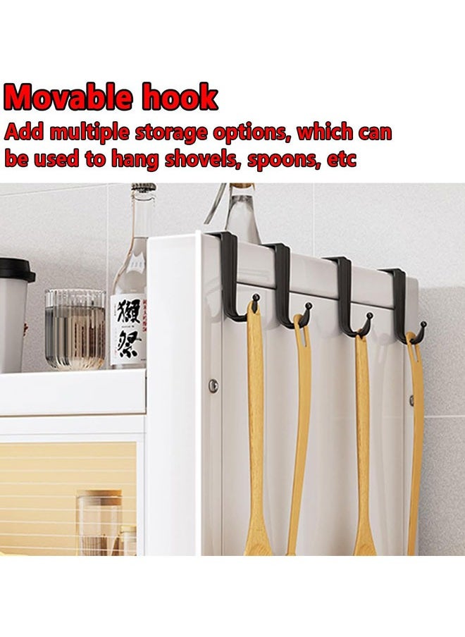 Golden - Kitchen Storage Shelves,Bread Rack Coffee Station Microwaves Rack Storage Rack,4 Tier Kitchen Organizer Shelf Dustproof Storage Cabinet with Clear Doors and Hooks for Living Room Bedroom - Image 1