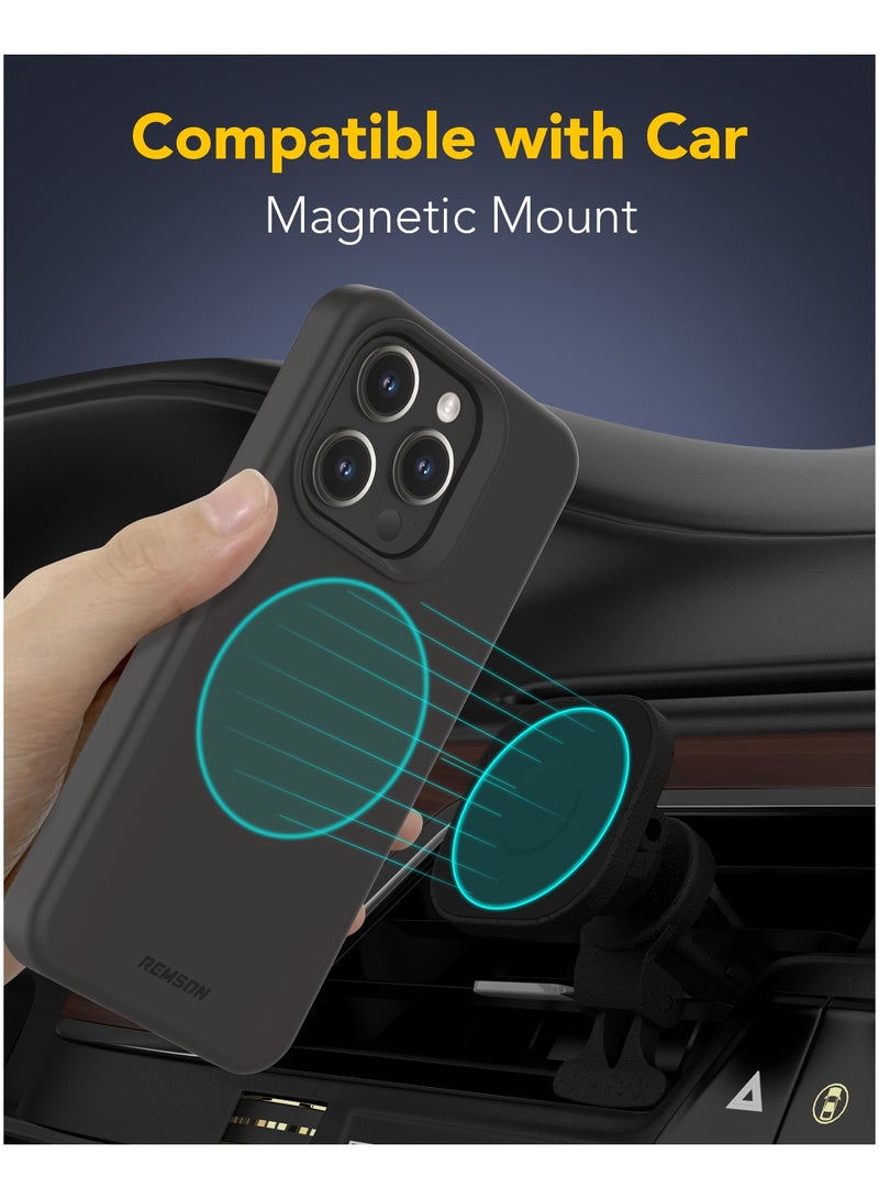 Remson جراب Remson Mag-X المغناطيسي الهجين الواقي المصنوع من السيليكون مع حماية عسكرية متوافق مع iPhone 15 Pro Max مقاس 6.7 بوصات - أسود - Image 2