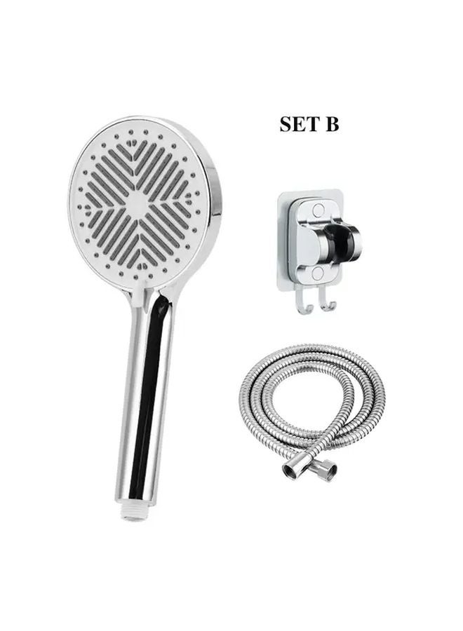 High Pressure Large Panel Shower Head Set B 3 Modes Silvery Handheld Bathroom Accessories - Image 1
