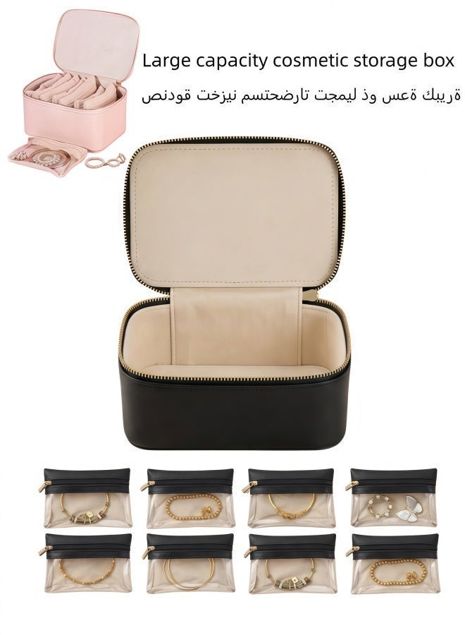 حقيبة مكياج، منظم مجوهرات سفر محمول قابل للفصل، حقيبة مكياج ذات سعة كبيرة مع أقسام فردية. - Image 1