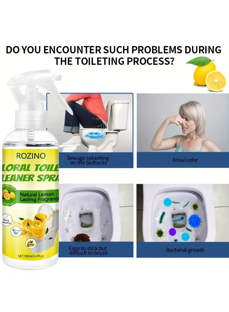 Rozino 100ml ROZINO Natural Lemon Scent Toilet Cleaner Spray, Powerful Stain & Grime Remover, Daily Decontamination, Vegetation Safe, with Sodium Hydroxide & Baking Soda for Plastic Surfaces  - Image 2