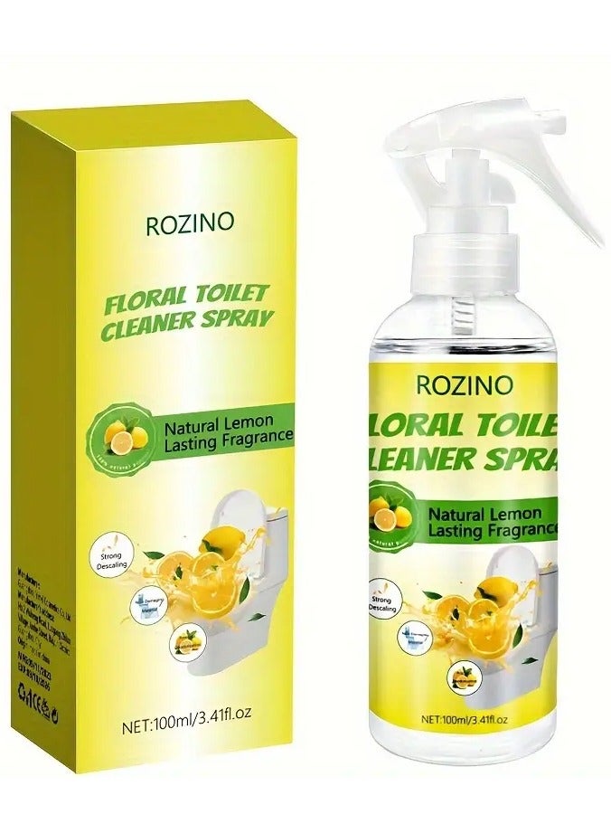 Rozino 100ml ROZINO Natural Lemon Scent Toilet Cleaner Spray, Powerful Stain & Grime Remover, Daily Decontamination, Vegetation Safe, with Sodium Hydroxide & Baking Soda for Plastic Surfaces  - Image 1