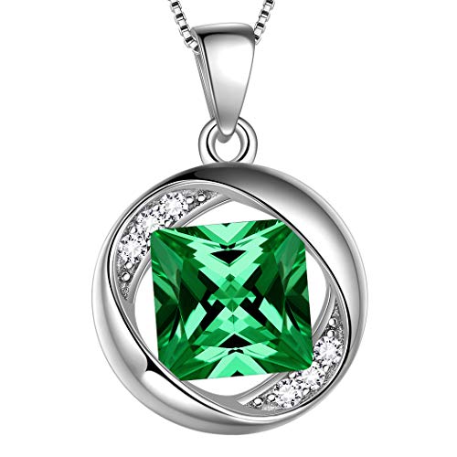 Aurora Tears May Birthstone Pendant Necklace Women 925 Sterling Silver Round Birthstones Created Emerald Green Crystal May. Birth Stone Jewelry Birthday Gift DP0029G - Image 1