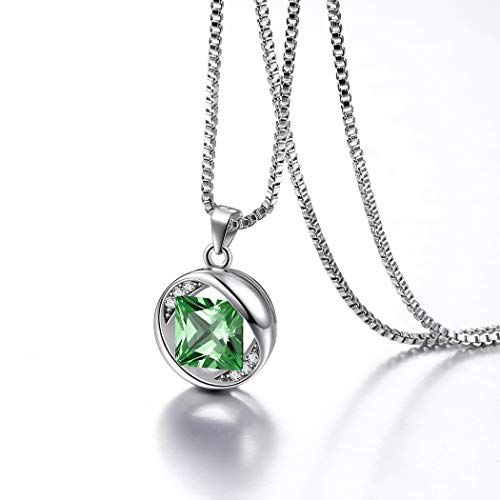 Aurora Tears May Birthstone Pendant Necklace Women 925 Sterling Silver Round Birthstones Created Emerald Green Crystal May. Birth Stone Jewelry Birthday Gift DP0029G - Image 4