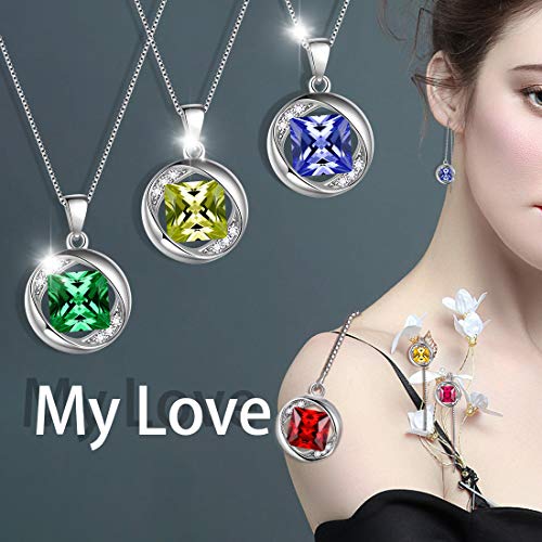 Aurora Tears May Birthstone Pendant Necklace Women 925 Sterling Silver Round Birthstones Created Emerald Green Crystal May. Birth Stone Jewelry Birthday Gift DP0029G - Image 2