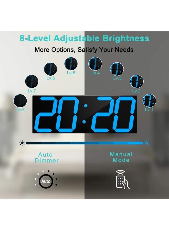 CHkosda CHKOSDA LED Large Digital Wall Clock, Oversize Wall Clock with 6” Numbers, Remote Control Count up/Countdown Timer Clock, Auto Dimmer, Big Calendar and Thermometer(Ice Blue)  - Image 3