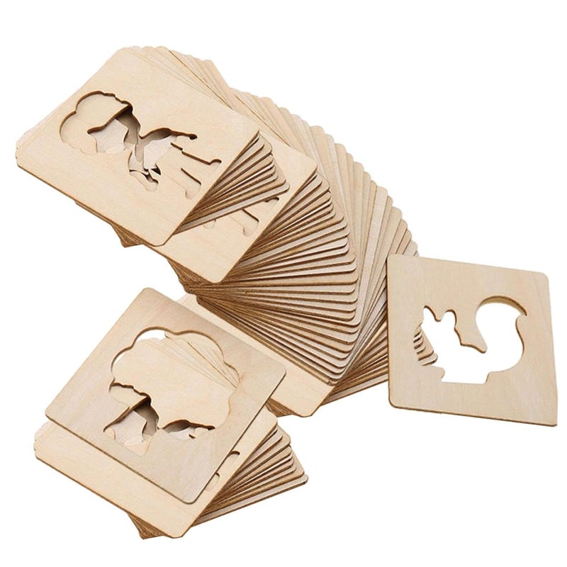 SQUISHCO 20Pcs Stencils for Craft and Art, Wooden Painting Templates for Kids, Drawing Board for Home and Travel,Ideal for DIY Projects and Decorative Art - Image 1