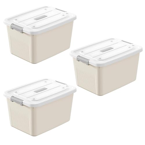 Ash  Roh Ash & Roh Plastic Storage Containers with Lids, Stackable, Space-Saving Design with Handles, Ideal for Clothes, Toys, and Seasonal Storage (pack of 3, Large - 29cm X 40cm X 21cm) - Image 1