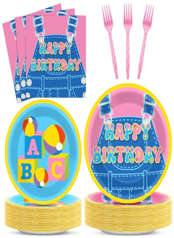 ojustbeok 200 Pcs Girls Party Decorations Cartoon Teacher Plates and Napkins Happy Birthday Tableware Set Decor Supplies for Birthday Baby Shower Girl Cartoon Party Favors for 50 Guests - Image 1