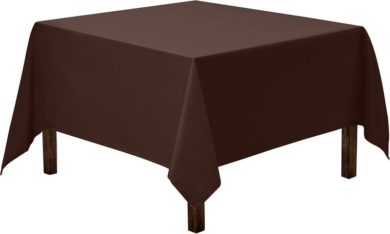 Gee Di Moda Square Tablecloth - 52 x 52 Inch Chocolate Table Cloth for Small Square or Round Tables - Heavy Duty Washable Fabric - for Buffet Table, Holiday Party, Dinner, Wedding & Baby Shower - Image 1