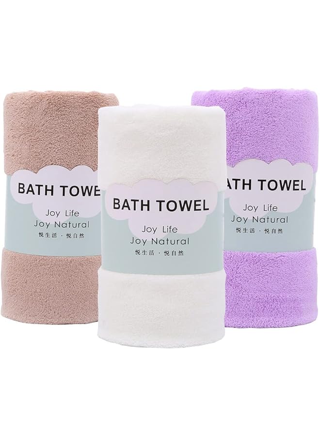 The Bros Velvet Bath Towels Set of 3, Soft Bath Towel, Super Absorbent and Fast Drying, Bath Towel Multipurpose Use for Sports, Travel, Fitness, Yoga Simple Beach Towel Set, 3 Colors 70 x 140 cm - Image 1
