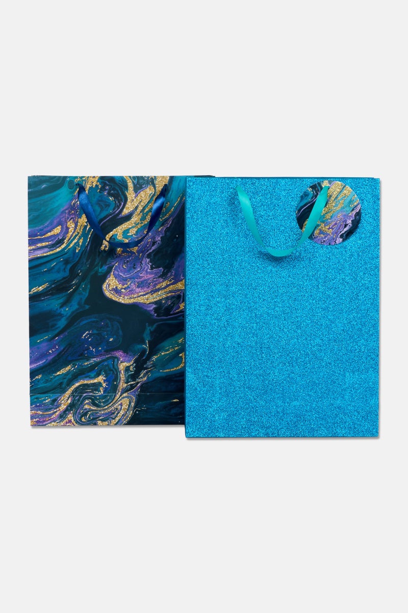 Stella Rose Glittered Set Of 2 Jumbo Gift Bag, Multicolor - Image 1