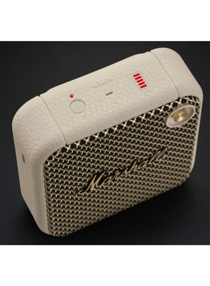 Marshall Willen Bluetooth Speaker, Wireless, 15+ Hours Playtime, Water-Resistent, Cream CreamQuick Charge, Stackable - Brass And Cream - Image 2