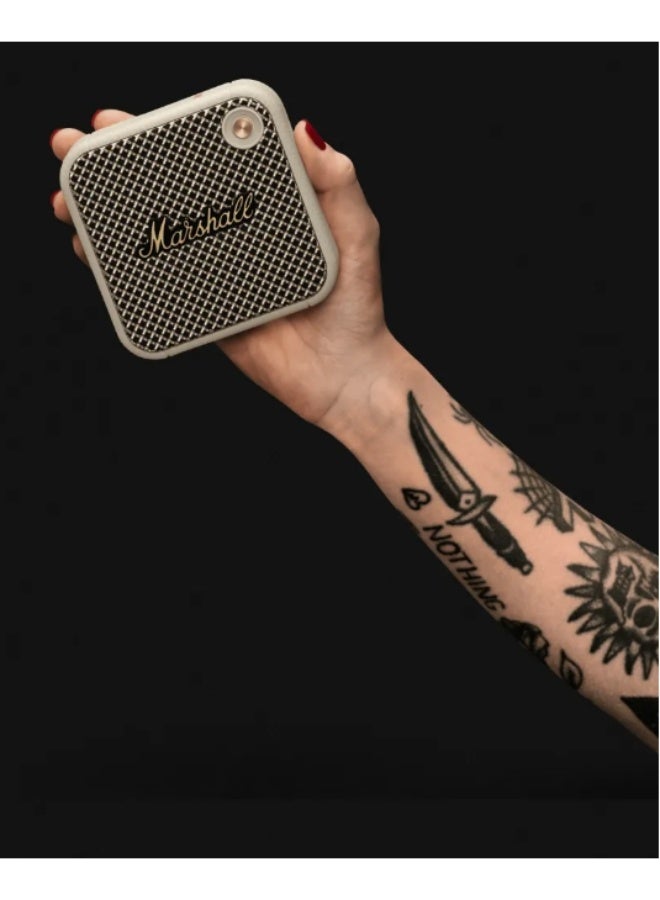 Marshall Willen Bluetooth Speaker, Wireless, 15+ Hours Playtime, Water-Resistent, Cream CreamQuick Charge, Stackable - Brass And Cream - Image 4