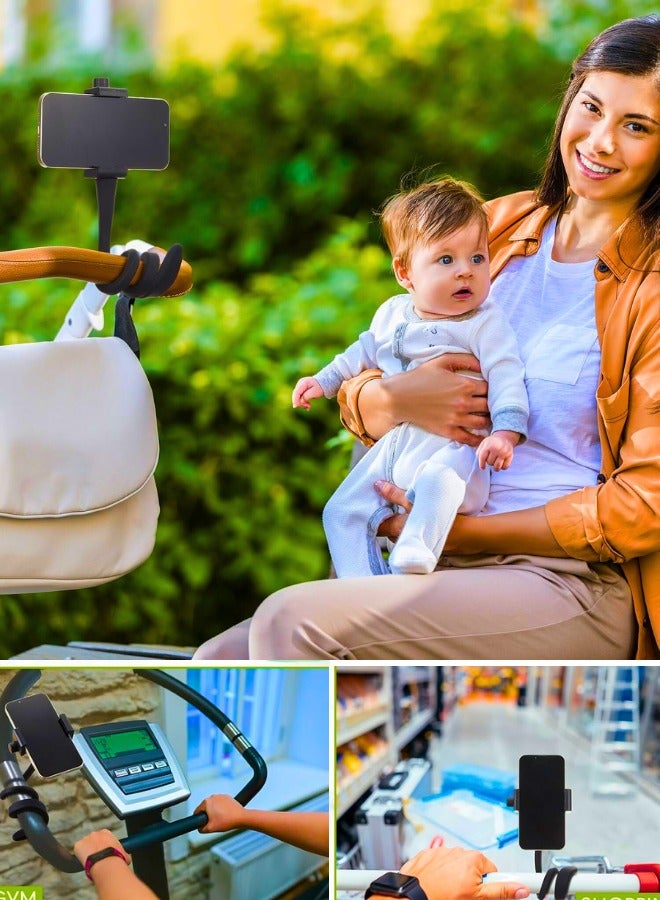 Chase Up Portable Phone Holder Stand for Bed, Stroller, Desk, Car with Gooseneck Flexible Arm - Stable, Secure & Adjustable Fit on Treadmill, Wheelchair, Tree for GoPro & Cell Phones Used at Home, Work, Travel - Image 3