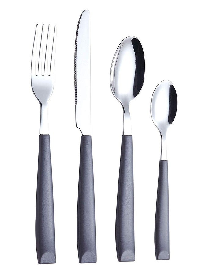 Exzact Cutlery Set Coloured 16Pcs - Stainless Steel With Plastic Wide Handles Comfortable To Hold - 4 X Forks, 4 X Dinner Knives, 4 X Dinner Spoons, 4 X Teaspoons Service For 4 - Image 1