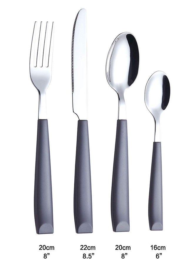 Exzact Cutlery Set Coloured 16Pcs - Stainless Steel With Plastic Wide Handles Comfortable To Hold - 4 X Forks, 4 X Dinner Knives, 4 X Dinner Spoons, 4 X Teaspoons Service For 4 - Image 2