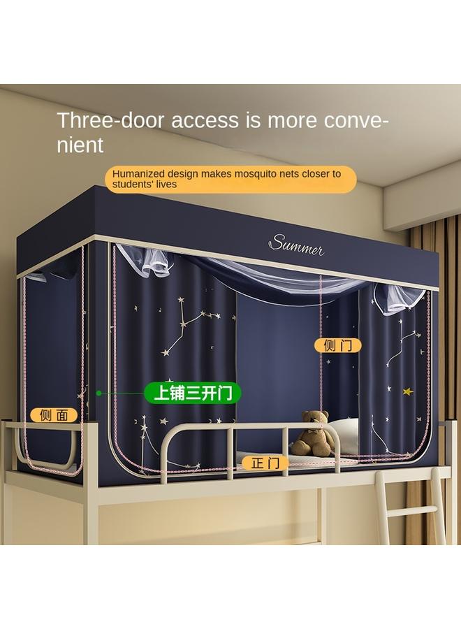 Bluejw College Students' Dormitory Strong Shading Bed Curtain Integrated Mosquito Net Single Upper And Lower Bed Curtain Curtain 0.9m Upper Bed Full Package - Image 4