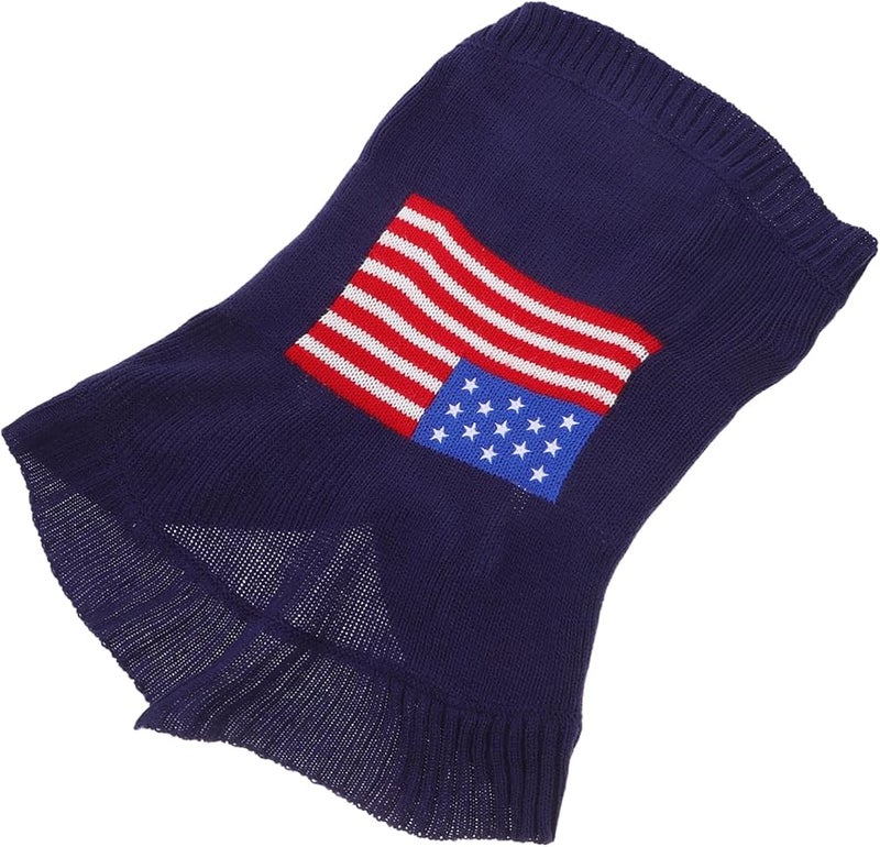 American Flag Dog Sweater Winter Warm Puppy Clothes Christmas Outfit Red - Image 2