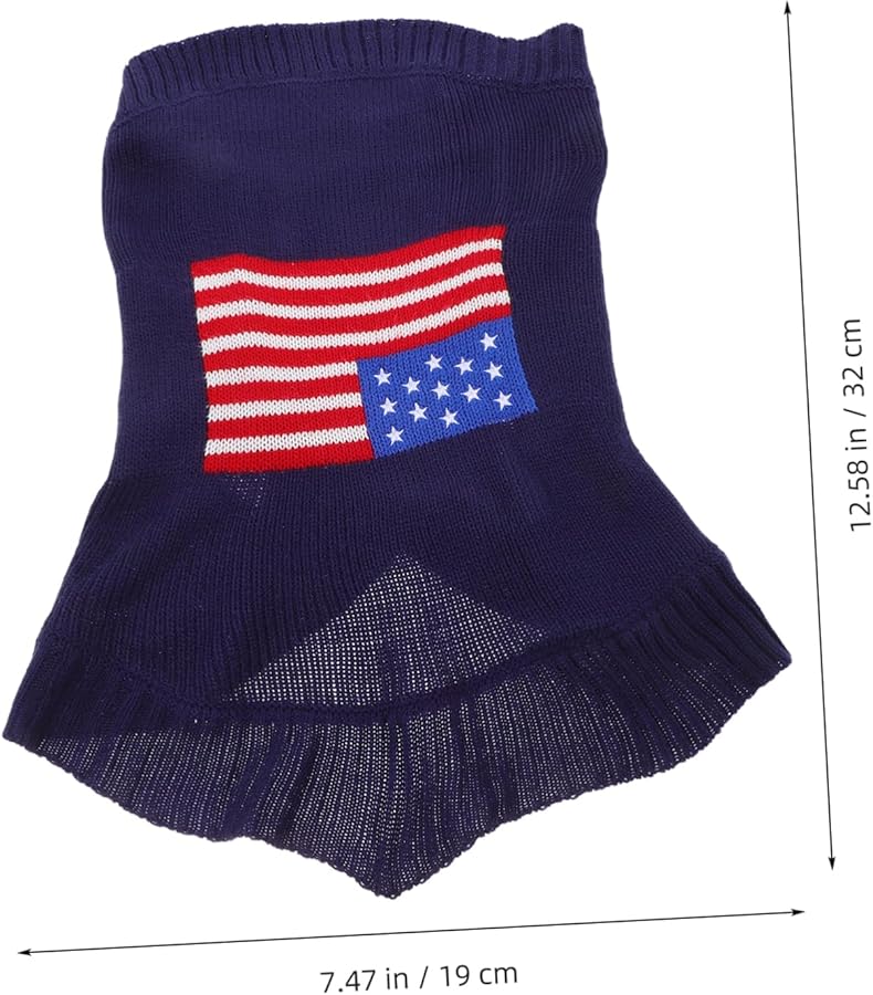 American Flag Dog Sweater Winter Warm Puppy Clothes Christmas Outfit Red - Image 3