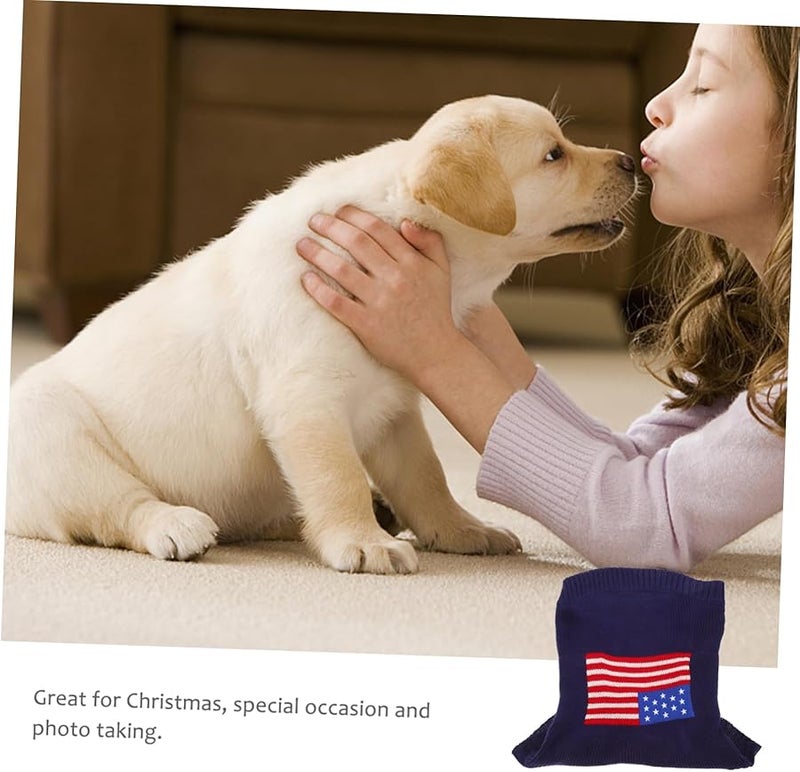 American Flag Dog Sweater Winter Warm Puppy Clothes Christmas Outfit Red - Image 5