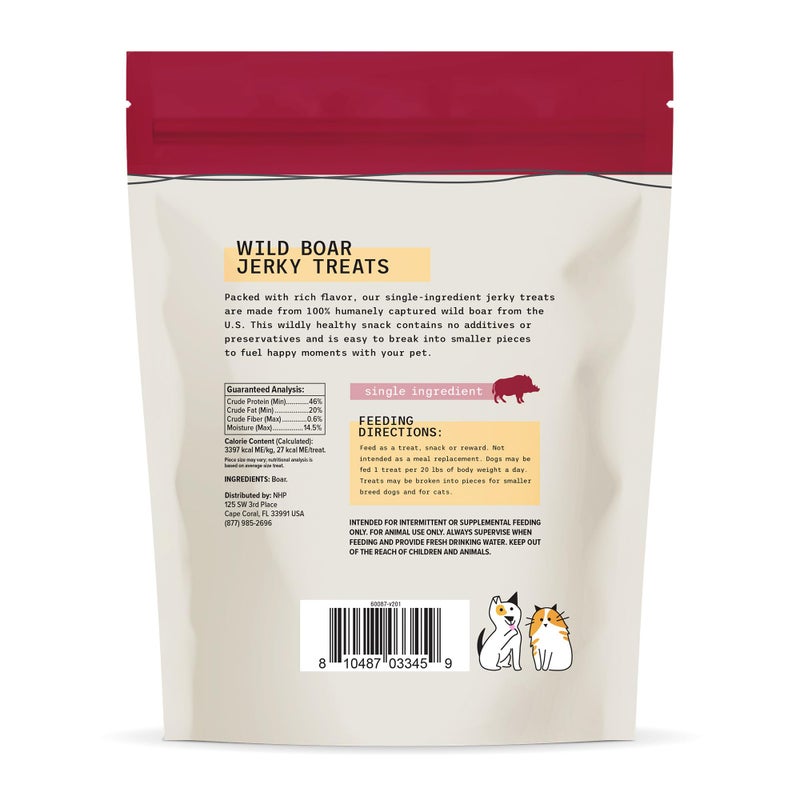 Dr. Mercola Wild Boar Jerky for Dogs and Cats, 4 oz. (113g), Made with Wild Boar, Non GMO, Gluten Free, Soy Free - Image 2