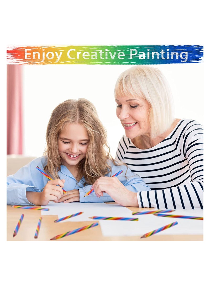 SYOSI Rainbow Colored Pencils, 12 Pcs 4 Color in 1 Core Pencils, Pre-sharpened Wooden Colors Pencil for Coloring Book, Drawing and Sketching, Triangular Colored Pencils Set for Kids Drawing Pencil - Image 3