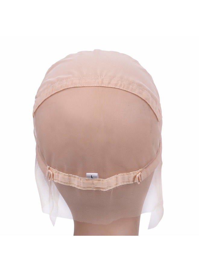 yantaisiyu Full Lace Wig Cap Wig Base with Adjustable Strap Hairnet Cap for Making Wig Caps (Beige L 23inch) - Image 4