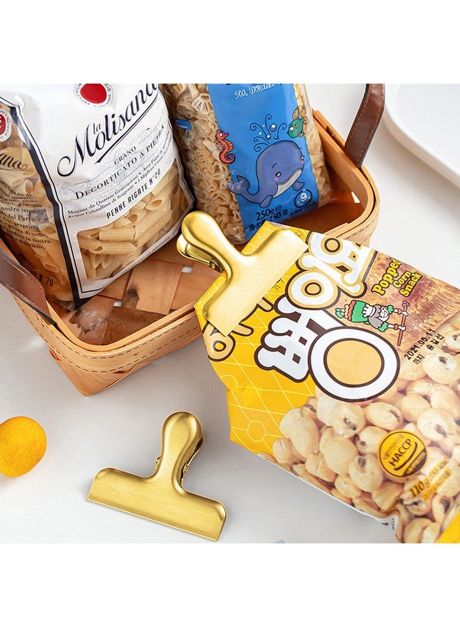 سورس تون مجموعة من 8 مشابك أكياس متينة من الفولاذ المقاوم للصدأ، مقاس 3 × 2.4 بوصة من SourceTon، مقبض ورقي متين لأكياس القهوة والطعام والخبز، للاستخدام في المطبخ والمنزل - ذهبي - Image 5