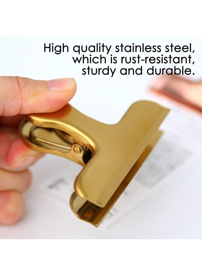 سورس تون مجموعة من 8 مشابك أكياس متينة من الفولاذ المقاوم للصدأ، مقاس 3 × 2.4 بوصة من SourceTon، مقبض ورقي متين لأكياس القهوة والطعام والخبز، للاستخدام في المطبخ والمنزل - ذهبي - Image 2