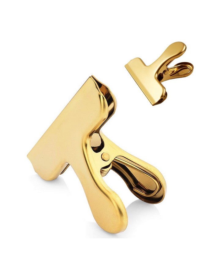 سورس تون مجموعة من 8 مشابك أكياس متينة من الفولاذ المقاوم للصدأ، مقاس 3 × 2.4 بوصة من SourceTon، مقبض ورقي متين لأكياس القهوة والطعام والخبز، للاستخدام في المطبخ والمنزل - ذهبي - Image 4