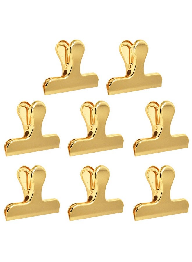 سورس تون مجموعة من 8 مشابك أكياس متينة من الفولاذ المقاوم للصدأ، مقاس 3 × 2.4 بوصة من SourceTon، مقبض ورقي متين لأكياس القهوة والطعام والخبز، للاستخدام في المطبخ والمنزل - ذهبي - Image 1