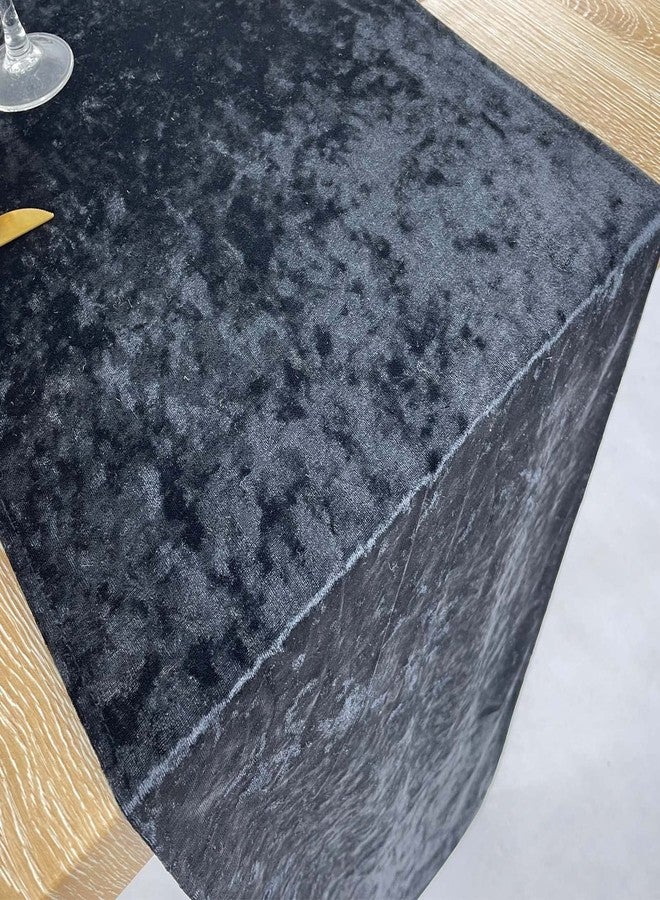EHLDekol مفرش طاولة مخملي فاخر، 10 أقدام لتزيين حفلات الزفاف، قماش مخملي ناعم 20 × 120 بوصة، غطاء طاولة، مفارش طاولات الزفاف (أسود، 12 × 108 بوصة) - Image 5