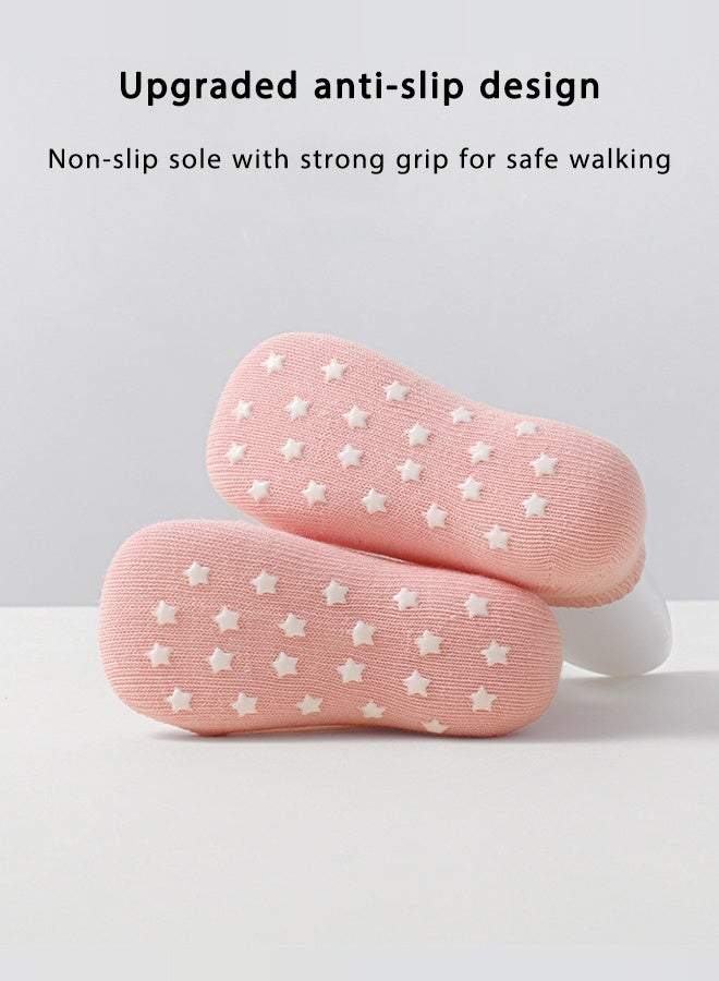 داكس 8 زوجًا من جوارب الأطفال القطنية – جوارب مخططة متعددة الألوان غير قابلة للانزلاق للبنات الصغيرات - Image 3