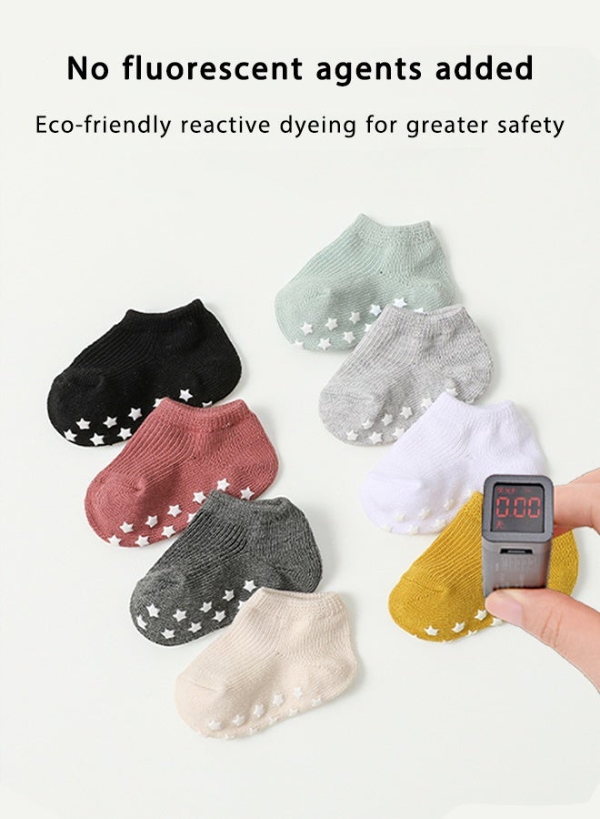 داكس 8 زوجًا من جوارب الأطفال القطنية – جوارب مخططة متعددة الألوان غير قابلة للانزلاق للبنات الصغيرات - Image 2
