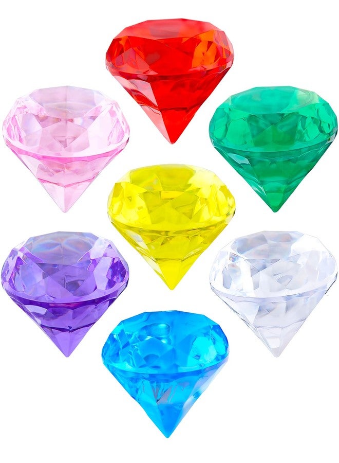Niceup 60mm Large Diving Gems Pool Toys for Kids 7PCS 2.36in Acrylic Fake Jewel Gemstones Princess Mermaid Dive Party Favors Swimming Toys Red Blue Purple Green Clear Yellow Pink - Image 1